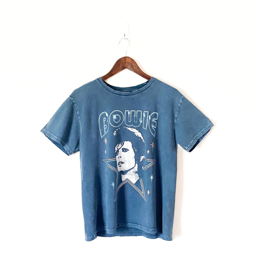 David Bowie Distressed Retro Wash Stars Pop Rock Grunge Music Graphic Band Tee
